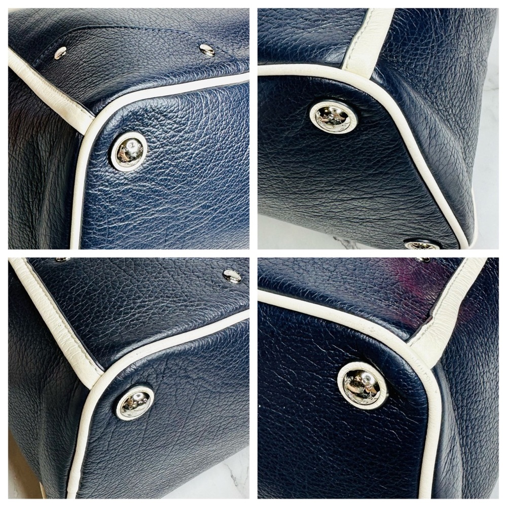 EUC Coach Midnight Navy Blue & Chalk Spectator Leather Mickie Satchel - Picture 16 of 16